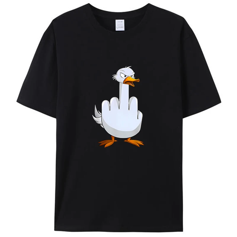 I Don't Give A Duck Middle Finger Angry Duck Meme Men's T-Shirt Clothing Novelty Gift Tee Women Graphic Shirts Streetwear Tops