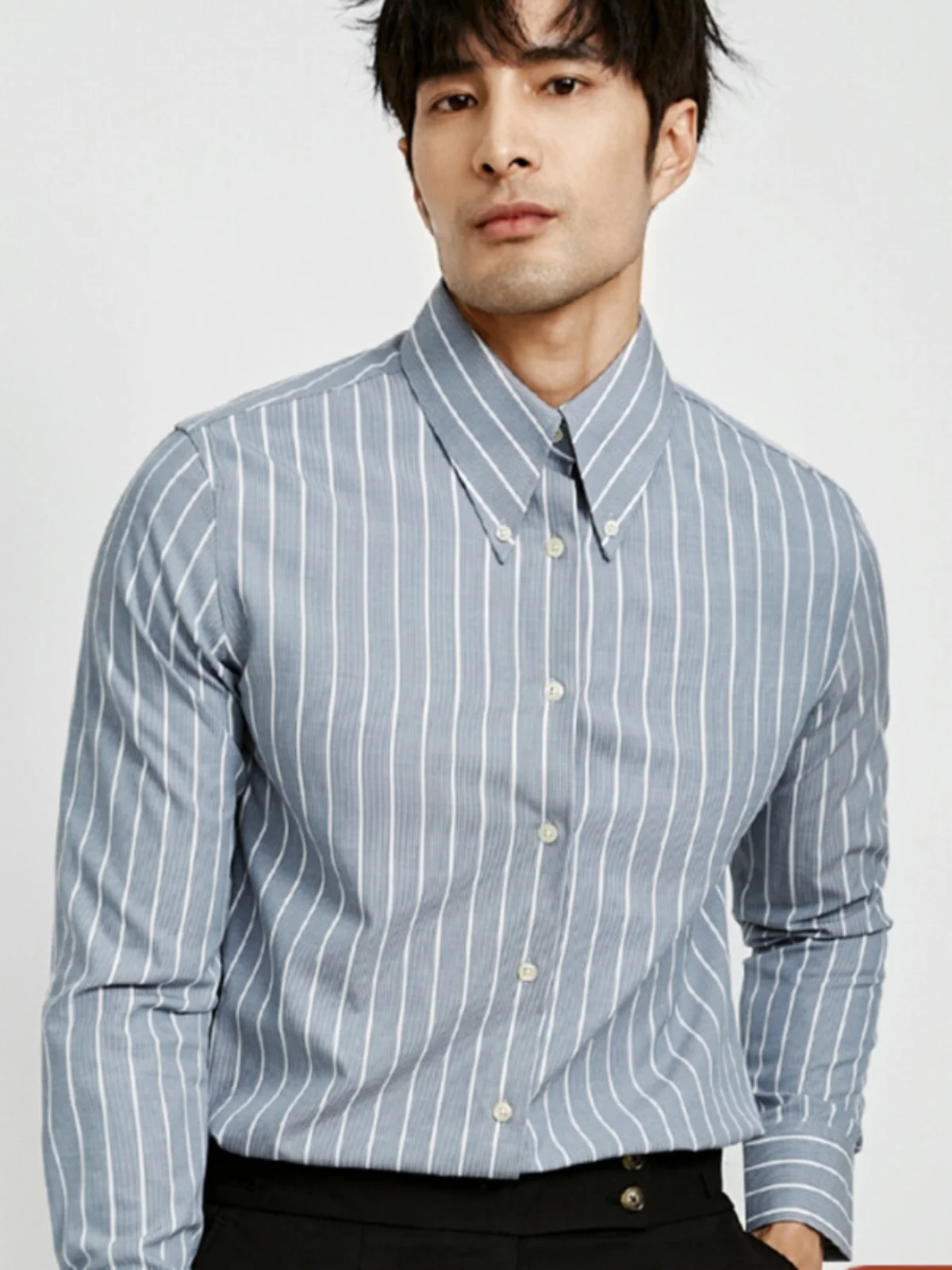 

Italian Sle Slim Fit Striped irt Men's Spring Autumn Iron Free Busin Casual Ele Long Sve irt