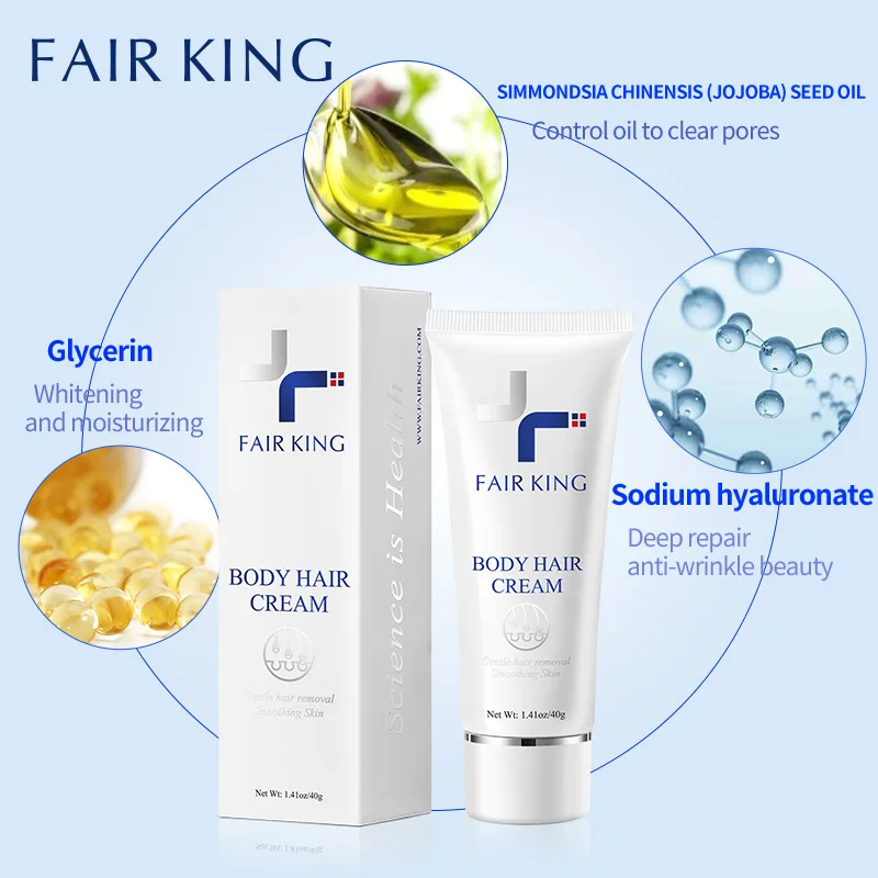 Crema depilatoria FAIR KING para hombres y mujeres, crema removedora de pelo indolora a base de hierbas para eliminar axilas, piernas, cuidado del cuerpo, cuidado de la piel 40g