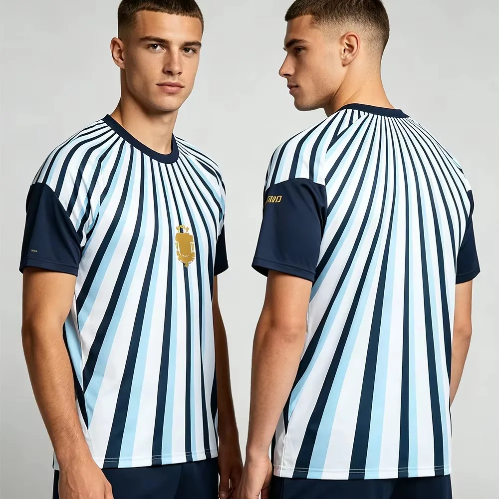 Argentinien Fußball-Mesh-Trikot, Geschenk für Fußballfans, Herren-Sport-T-Shirt, schnelltrocknend, atmungsaktiv, kurzärmelig, Unisex, Oversize-T-Shirts – Detail 3