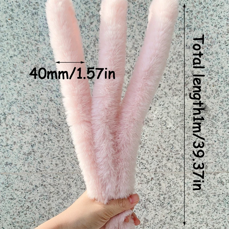 1M Artificial Rabbit Fur Stick Stem Pipe Cleaner Soft Strip Stick Fabric Plush Twist Stick Ribbon for Handmade DIY Toys Material