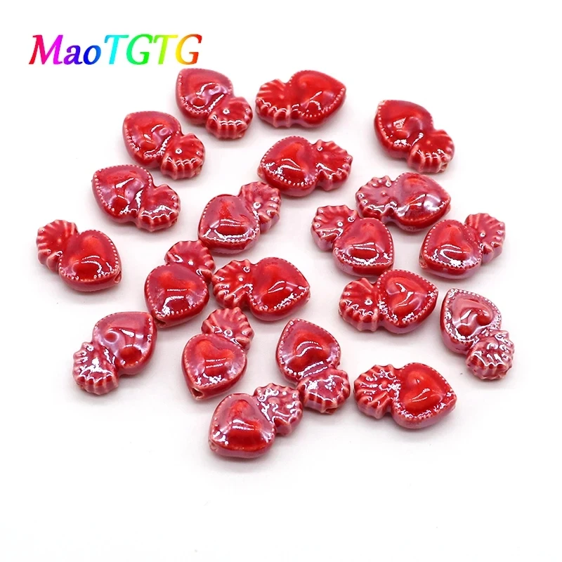 Fashion Torch Heart Shape Ceramic Beads For Jewelry Making DIY Necklace Bracelet Earring Color Ceramic Beads Jewelry Accessories