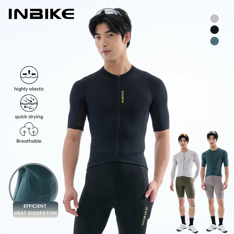 

INBIKE Men's Cycling Jersey Breathable Mesh Fabric Rapid Heat Dissipation Bike Short Sleeve Summer Road Bike Mtb Sport T-Shirt