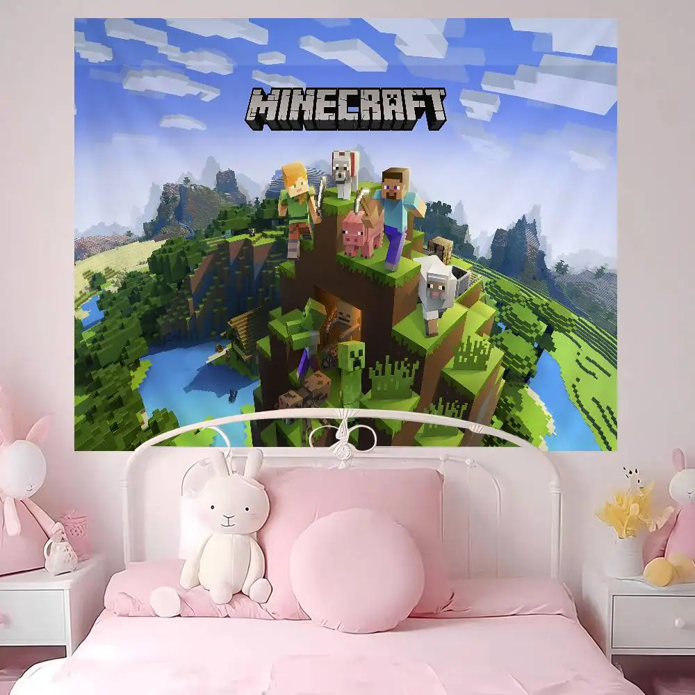 Tapisserie murale de décoration intérieure Hot Game M-Minecraft Classic Cartoon, Art Science Fiction pour la maison