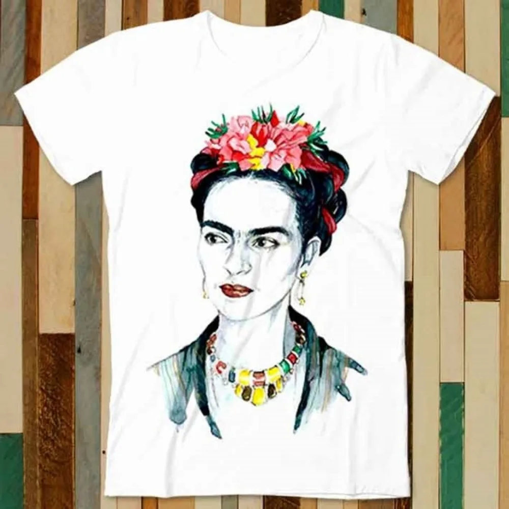 Frida Kahlo Art Drawing Flower T Shirt Adult Unisex Men Women Retro Design Tee Vintage Top