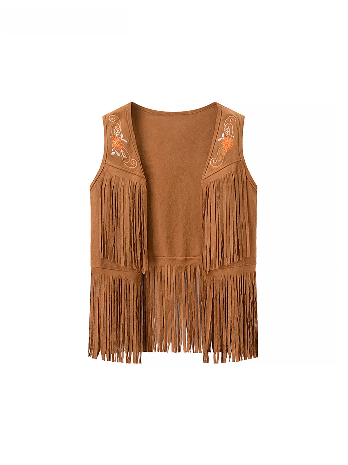 

La Chapelle Замшевый женский жилет с вышивкой и цветочной кисточкой, модный этнический жилет в стиле ретро в стиле ретро