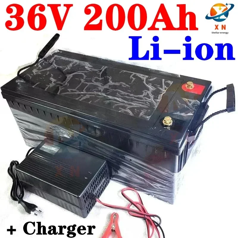 waterproof 36v 200ah lithium ion battery 100A BMS li ion battery for 3000W 1500W scooter bike Solar energy EV +10A charger