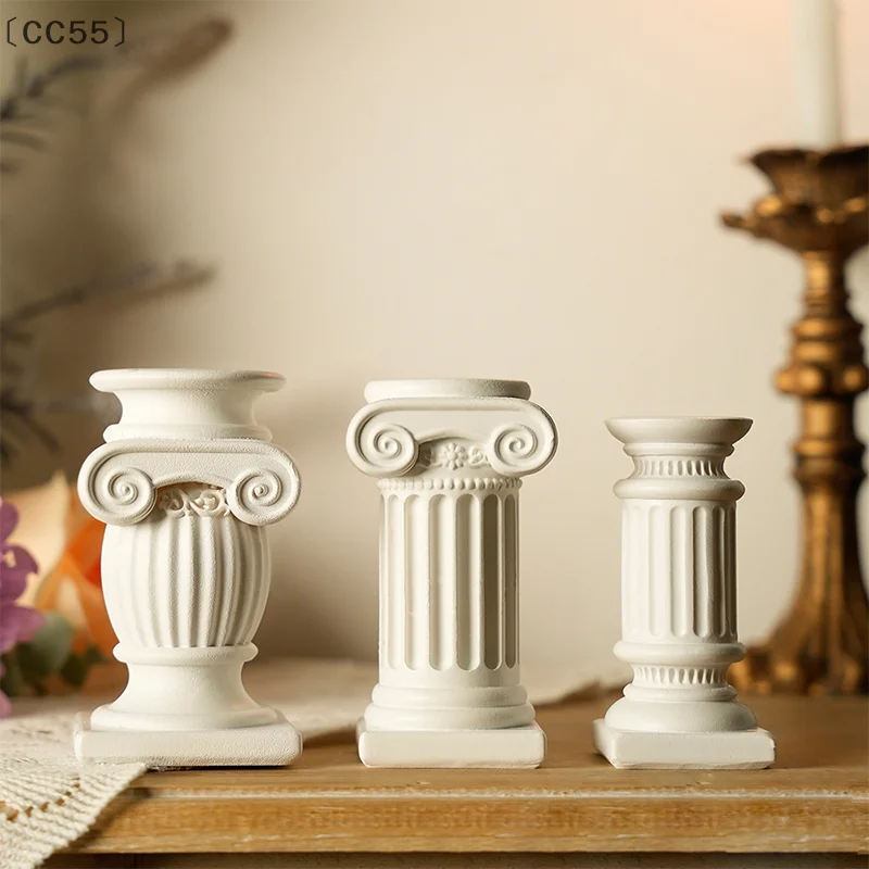 〔CC55〕Roman Pillar Greek Column Statue Candle Holder Resin Figurine Desktop Decor Ornament Photography Prop Architectural Detail