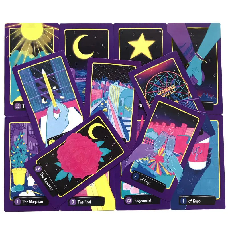 Hot sales 12-7 CM City Tarot Oracle Card Fate Divination Prophecy Card Family Party Game Toy Tarot Brochure Guide