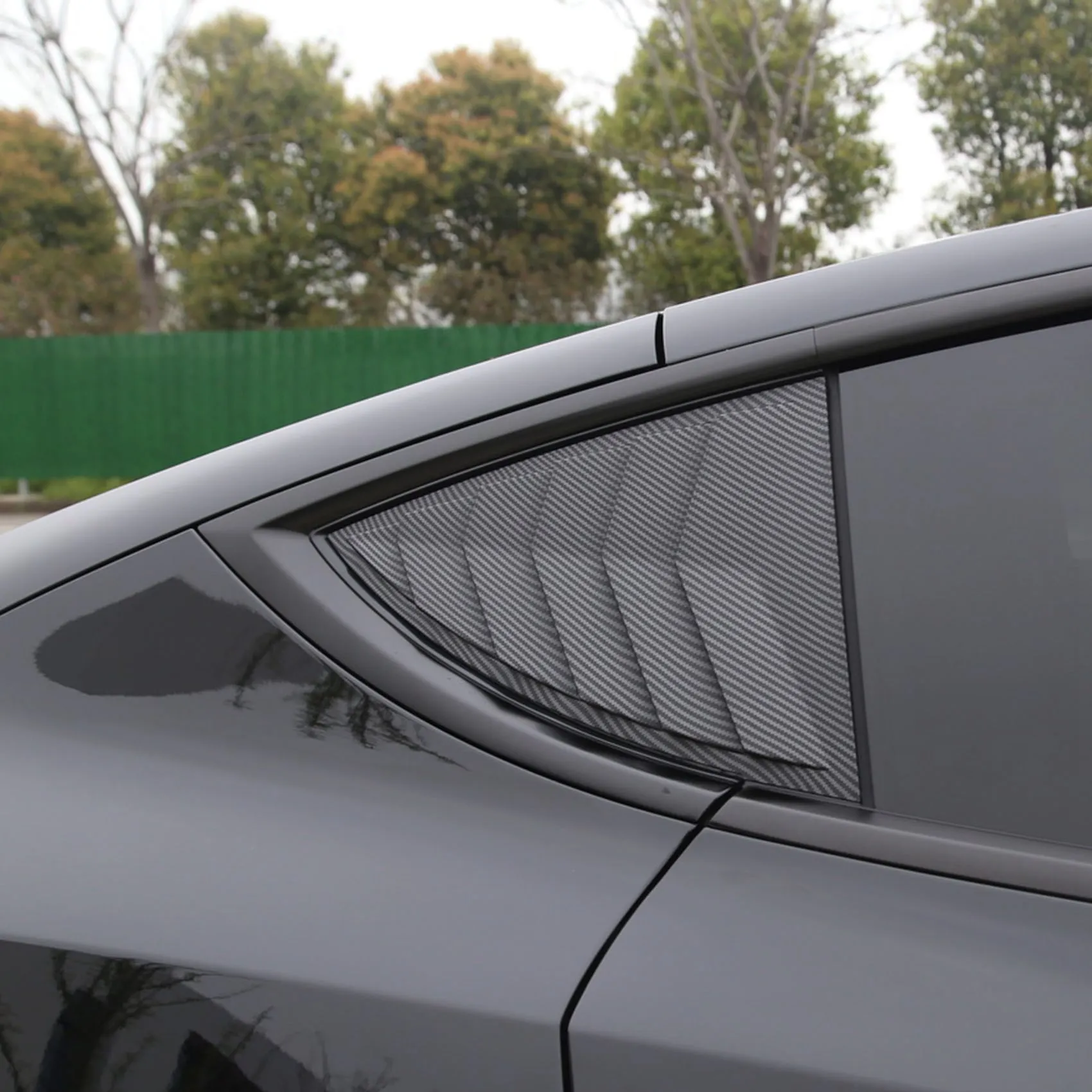 for Tesla Model Y Rear Window Triple-cornered Sticker Exterior High-gloss carbon Fiber Shutter Decoration