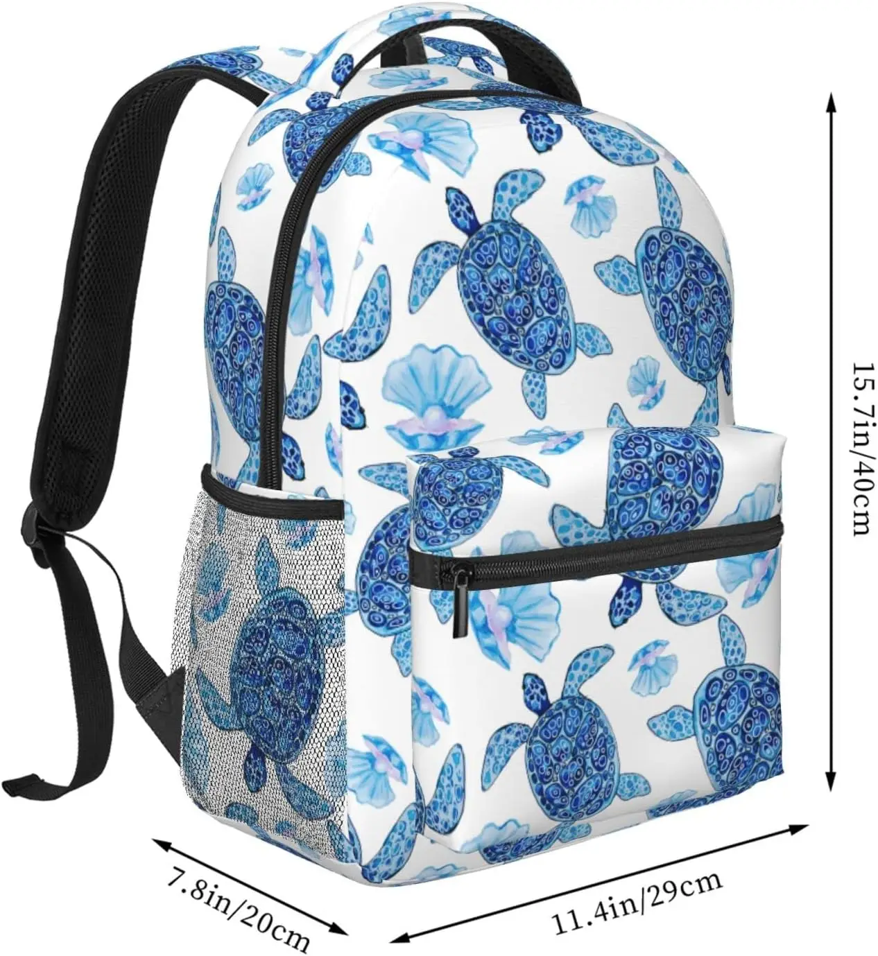 Blue Turtle Shell Pearl Lightweight Laptop Backpack for Women Men College Bookbag Casual Daypack Travel Bag