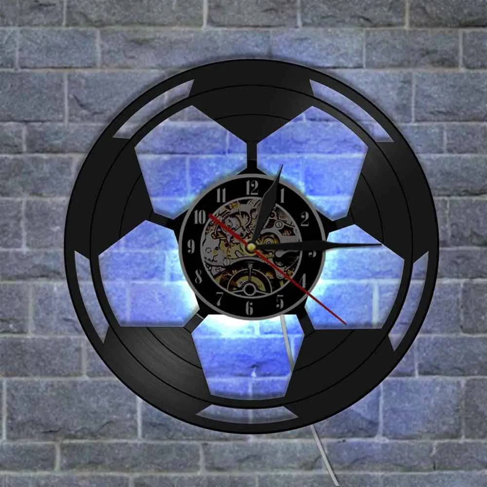 

Vinyl Football Wall Clock Creative Vinyl Record Wall Clock Clock Black Fashion Home Art Decoration Led Clock Home Decore