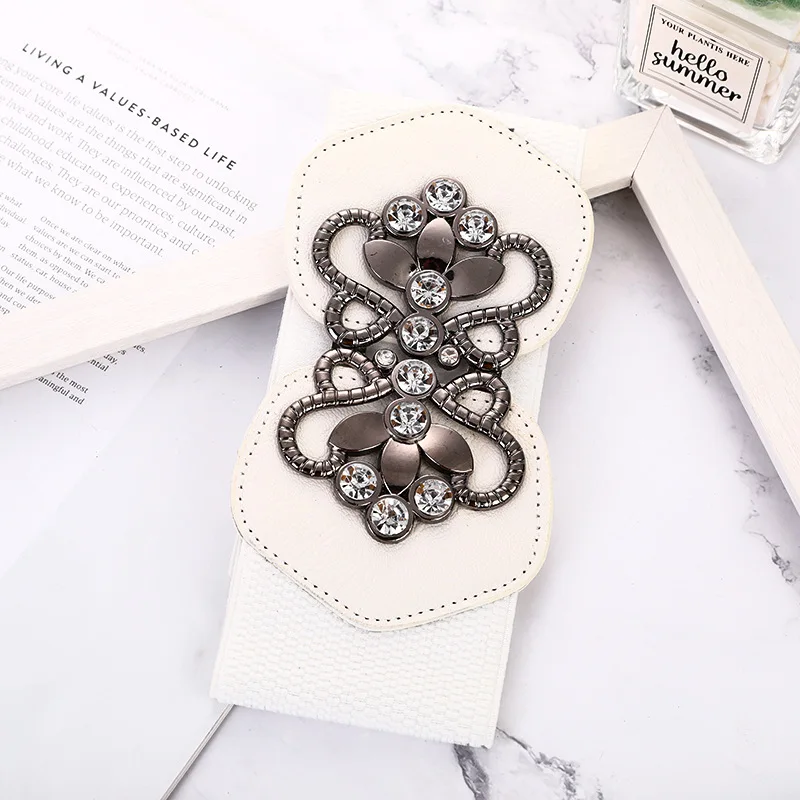 Ladies Elastic Wide Girdle Down Jacket Sweater Dress Rhinestone Decorative Belt for Woman Brand Luxury Designers Women Belts