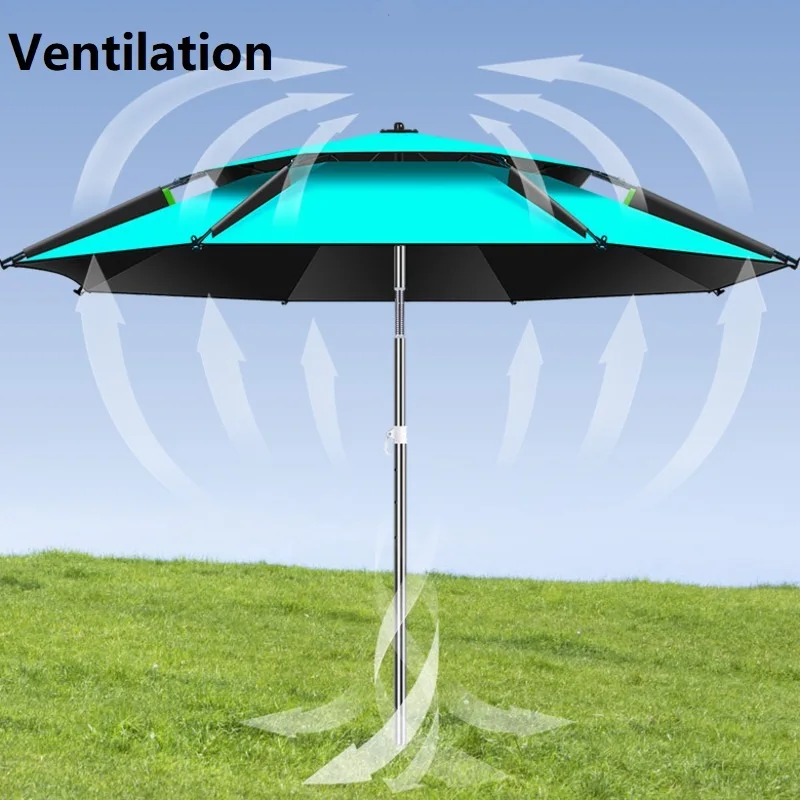 1.8-2.6M Large Parasol Fishing Umbrella 201 Stainless Steel Rod Large Sunshade Umbrella Outdoor Camping Umbrella Beach Parasol