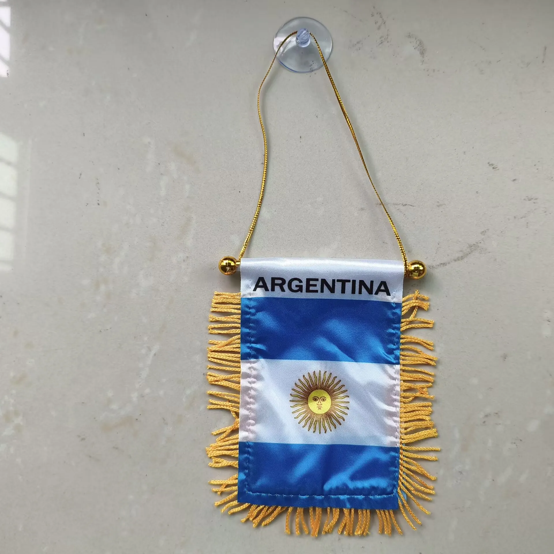 Aerxemrbrae 8*12cm Car Window Decoration Polyester Argentina Hanging Pennant Flags Argentina Mini Pennant