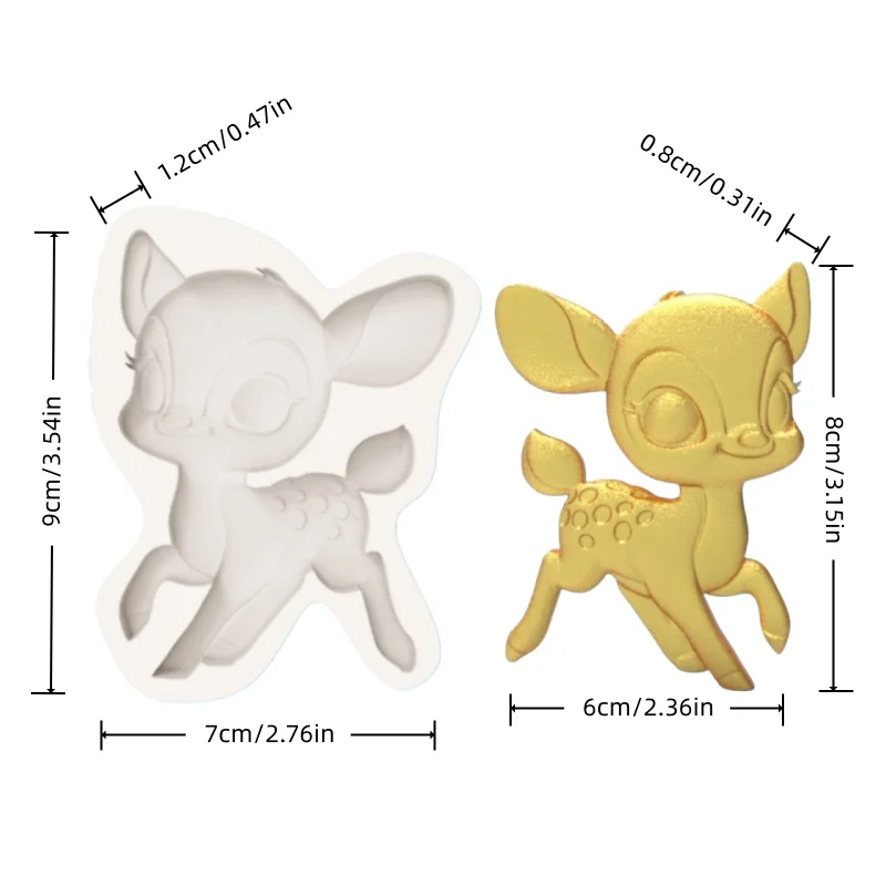 Running Deer Silicone Mold Forest Theme Dessert Decoration Chocolate DIY Mold