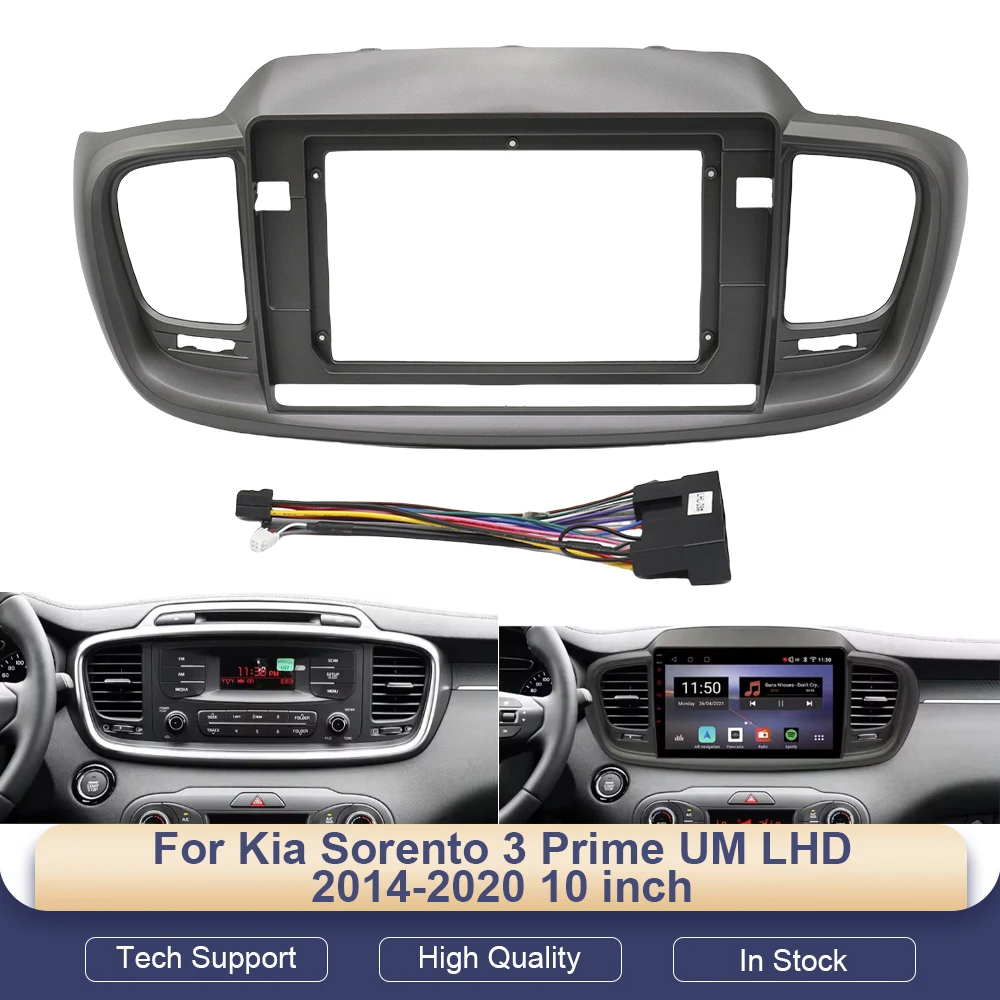 Car Radio Fascias Frame For Kia Sorento 3 Prime UM LHD 2014-2020 10 inch Stereo Panel Harness Wiring Cable Adapter Canbus Mount
