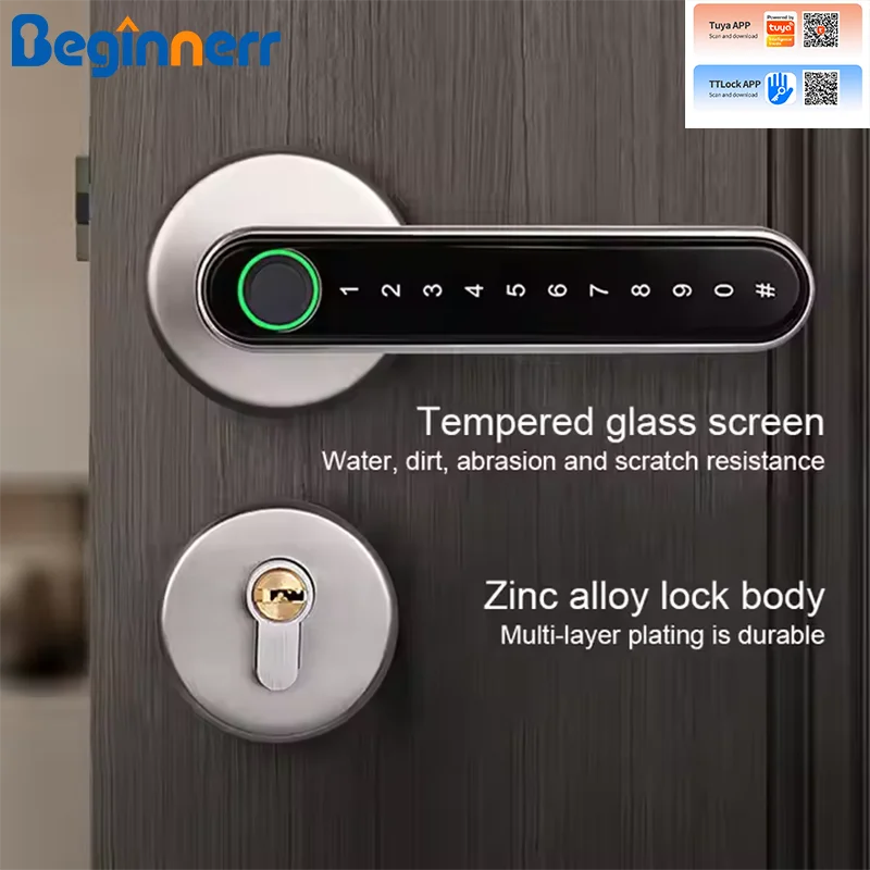 Brazil split lever smart door lock Ttlock Tuya BLE Euro mortise 72mm 85mm Biometic Fingerprint Password Key handle door lock