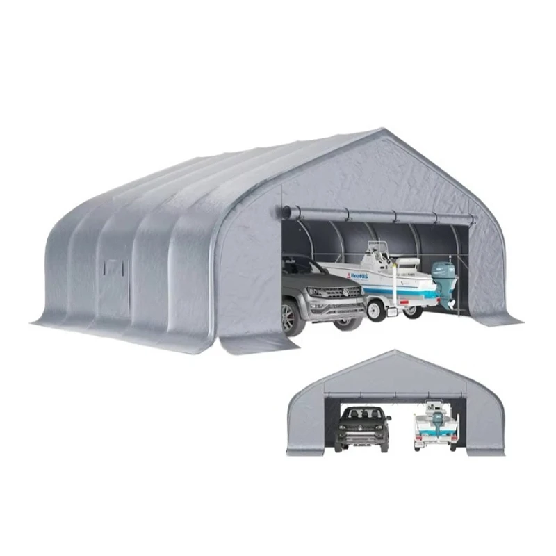 

Custom Aluminum Alloy Carport Heavy-Duty Snowproof Outdoor Canopy with Roller Shutter Door & Mesh Windows Reinforced Frame