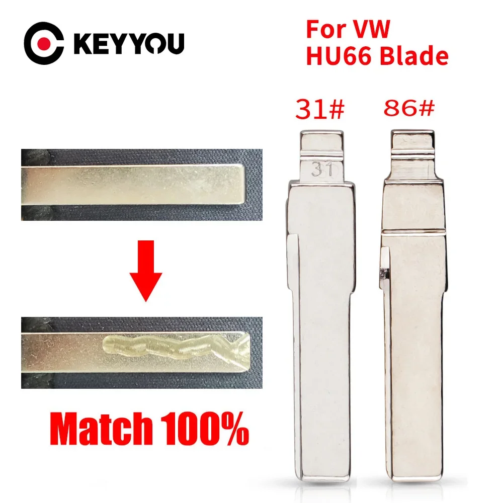 KEYYOU With Cutting Service DIY HU66 HAA #31 #86 Key Blade For VW Passat Bora Seat Skoda For Audi A6 Flip Car Remote Key Blade