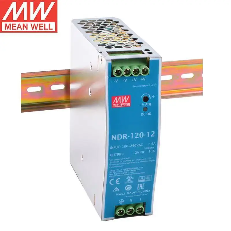 

MEAN WELL NDR-120-12 12V 10A 120W Slim Single Output Industrial DIN RAIL Switching Power Supply Universal AC input