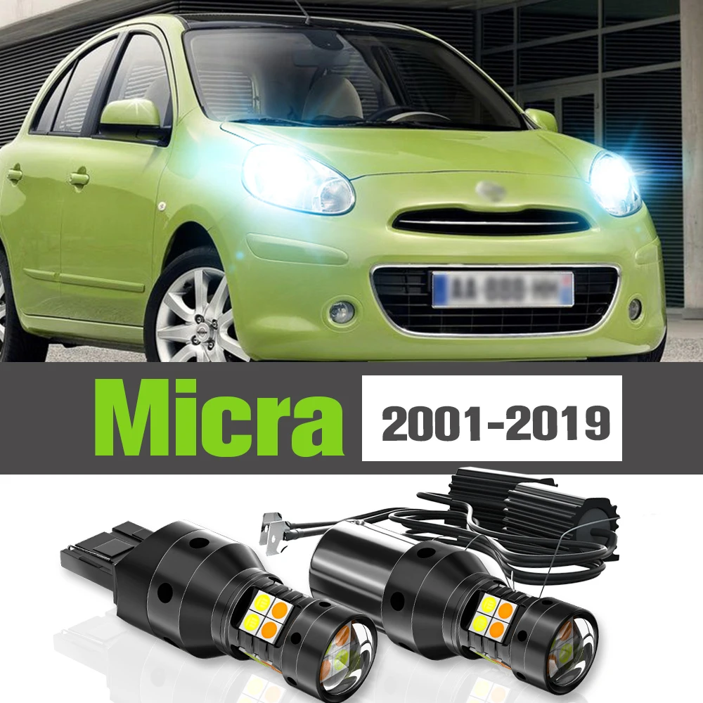 

2x LED Dual Mode Turn Signal+Daytime Running Light DRL Accessories Lamp For Nissan Micra 2001-2019 2010 2011 2012 2013 2014 2015