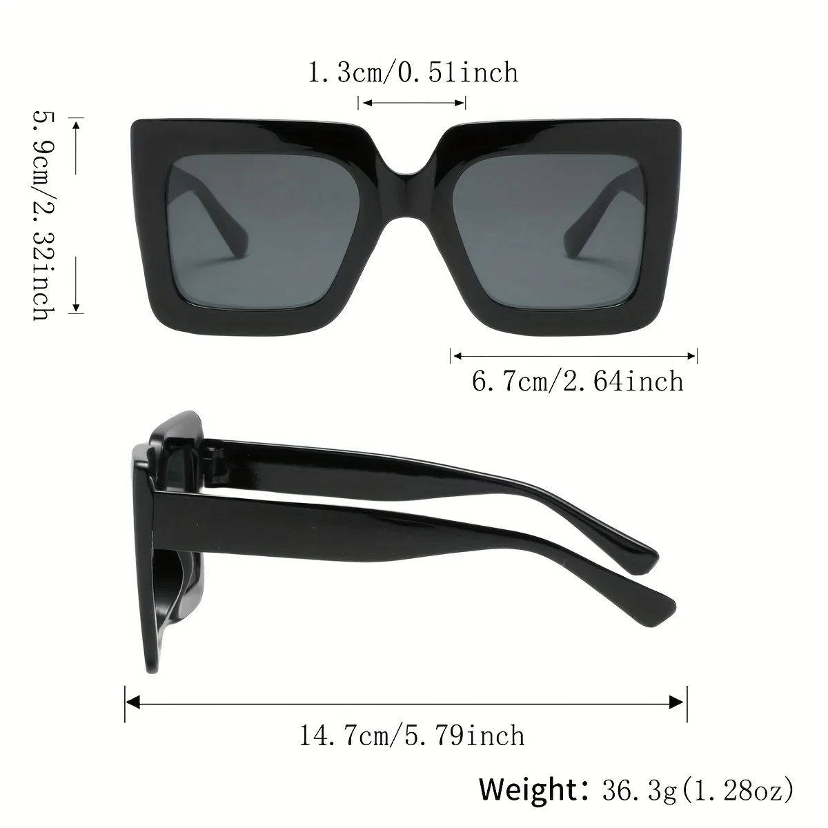 Oversized Plastic Square Glasses Set — product information 9