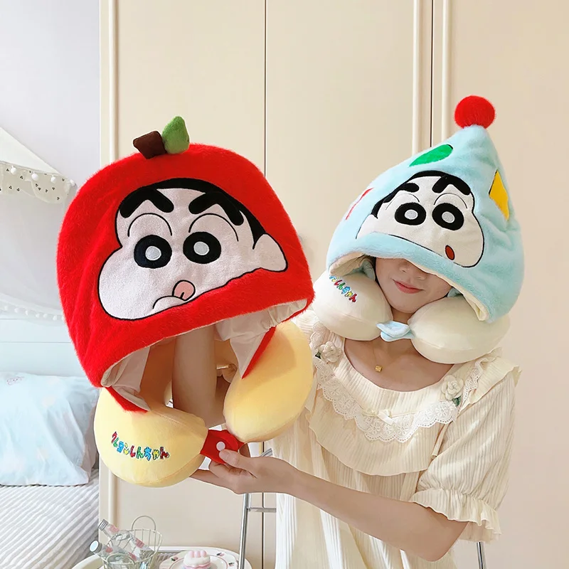 영화 애니메이션 만화 크레용 신짱 U자형 후드 목베개 여행용 블랙아웃 낮잠베개 사무실용 모자베개 선물
