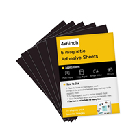 5 Sheets 4R 16Mil Flexible Magnetic Sheets with Adhesive Backing 4x6 Inches Self Adhesive Stic Magnetic Sheets for Refrigerator