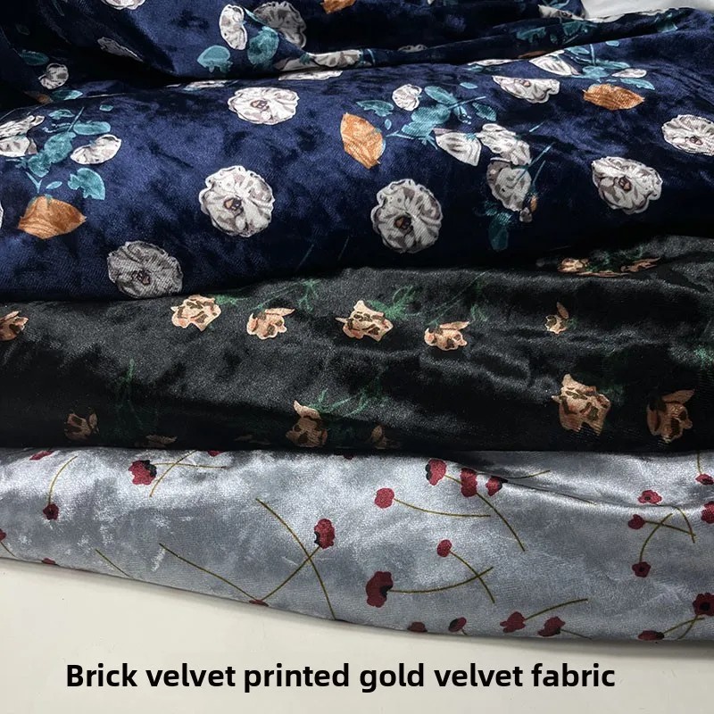 

Printed Velour Fashion Elastic Fabric for Soft Smooth Diy Dress Cheongsam Clothing Cloth By The Meter Sewing Material