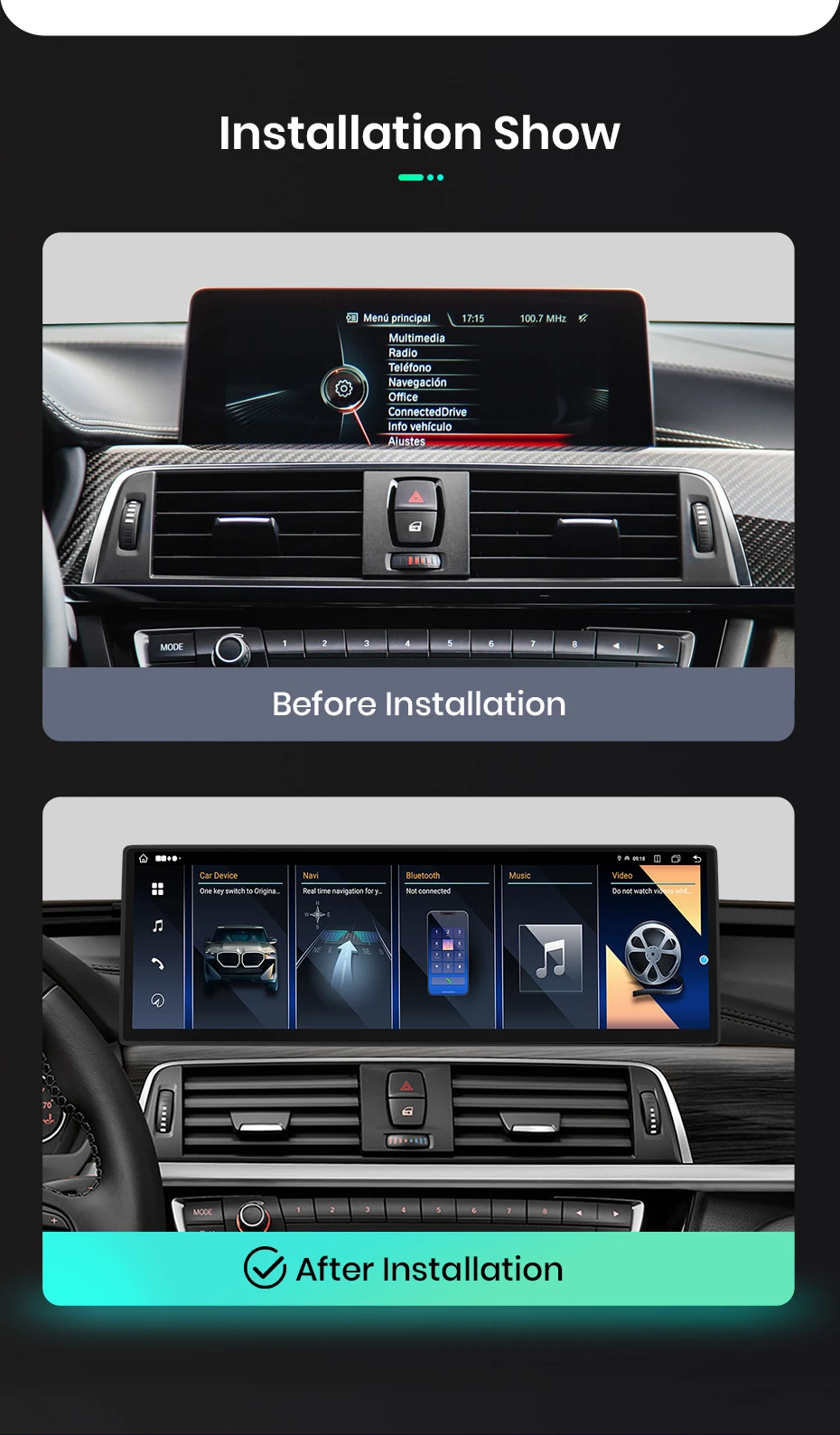 Junsun 14,9 "8 + 256 GB Drahtlose Carplay Android Auto Multimedia Auto Radio Für BMW 3 4 Serie F30 f31 F32 F33 F34 F36 2013-2018 – Detail 5