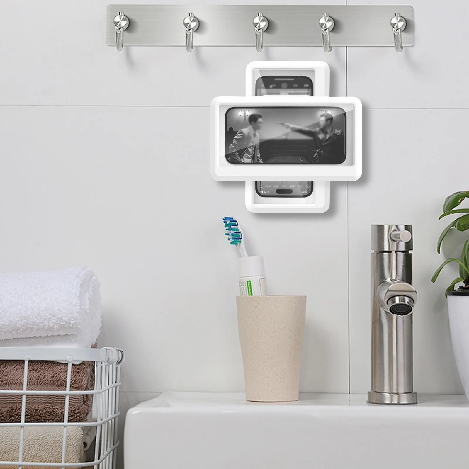 

Household Cell Phone Holder 360 Degree Rotating Bathroom Wall Mounted Phone Rack Angle Adjustable Waterproof Practical Holder