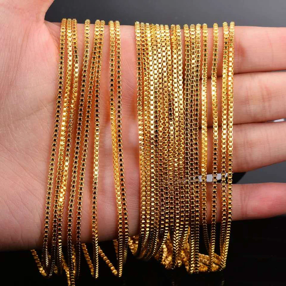 1.2/1.5mm Width Stainless Steel Gold Silver Plated Box Chain Necklace 47+4cm Extend Link Women\'s Jewelry Wholesale Free Shipping