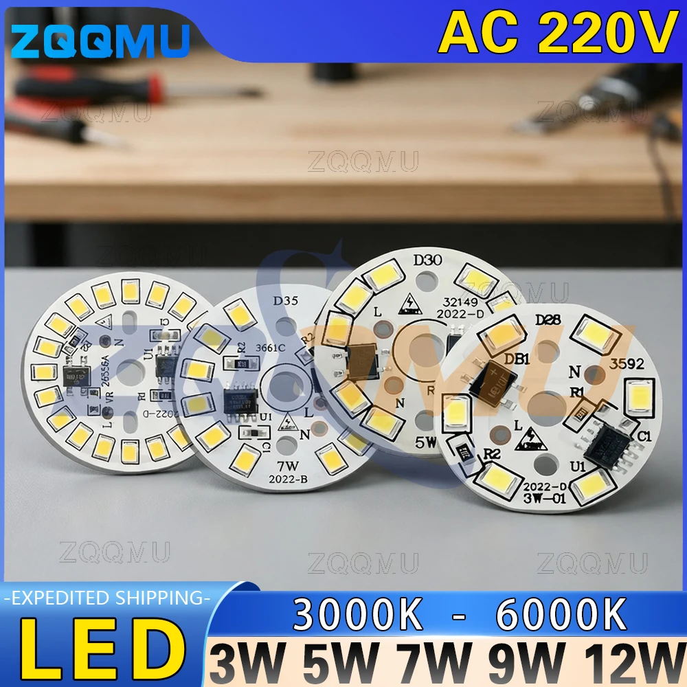 10PCS Driverless LED Chip 18W 15W 12W 9W 7W 5W 3W AC220V Round Lamp Beads Bulb Module Board Lighting Spotlight DIY Repair Parts