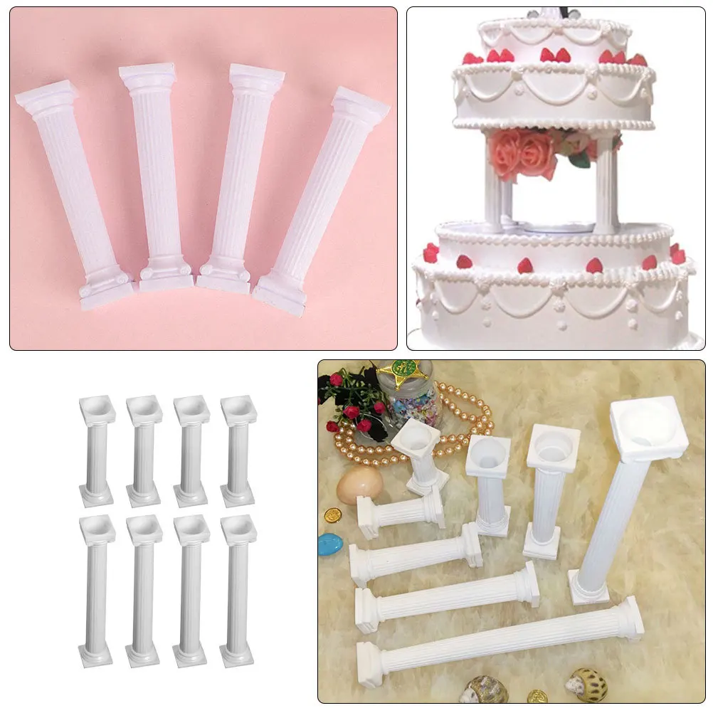 

8Pcs Cake Support Rods Plastic Pillars Tiered Cake Stand Wedding Party Dessert Display Dessert Display Plates