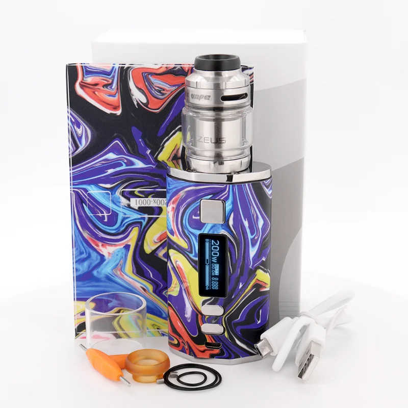 Ecig Vape 200W 박스 모드 스타터 키트, 제우스 X 메쉬 RTA 탱크, 전자 담배 베이퍼 스모크 펜, 4400mah 배터리 디지털 OLED 스크린