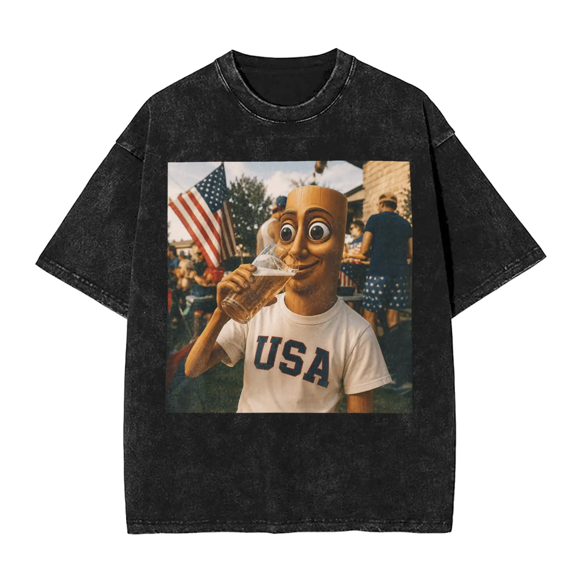 Tung Sahur Wear USA Shirt Drinking Beer Celebrate July 4th T Shirt Men's  Cotton T-Shirts O Neck Tee Shirt Short Sleeve Tops