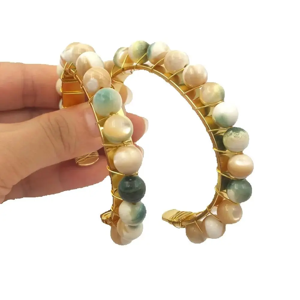 WT-B477 WKT Handmade Round Drop Shell Bracelet With Multiple Smooth Beads Sweet Romantic Style Small Fresh Bracelet Jewelry