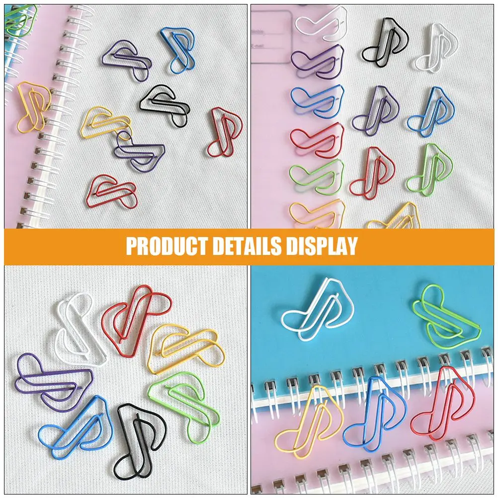 50 PCS Note Paper Clip Clips Novelty Bookmark Music Bookmarks Metal Holder Paperclips