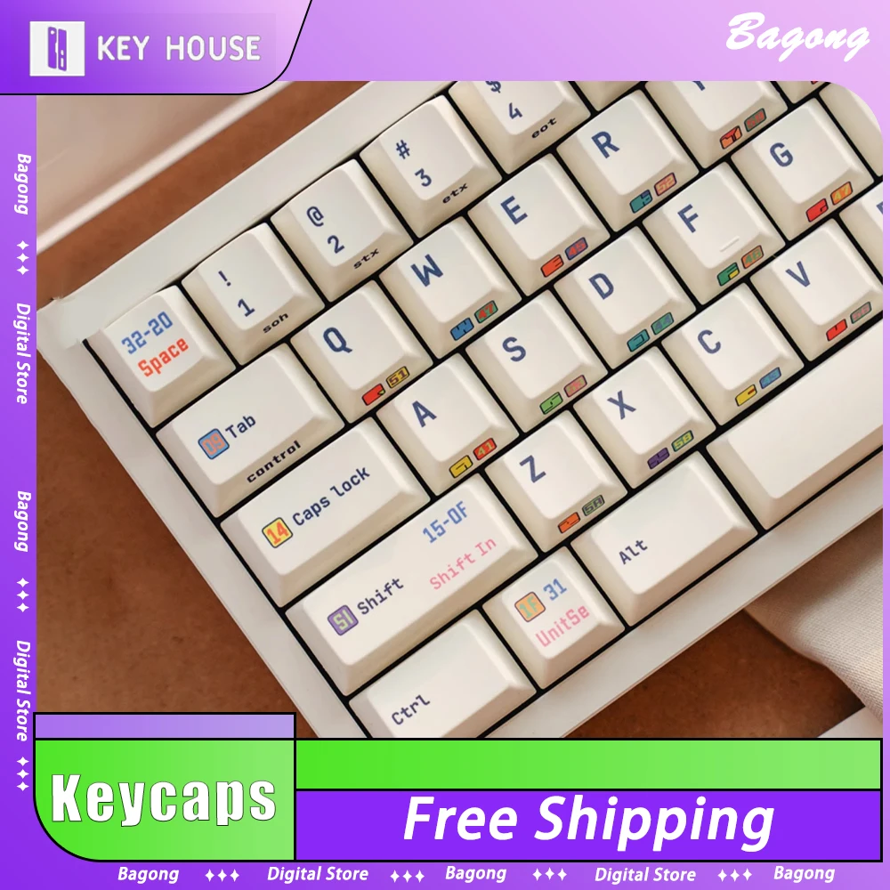 

Key House ASCII table lite Mechanical Keyboard Keycaps PBT Thermal Sublimation Cherry Height Keycap Set Pc Gamer Office Gifts