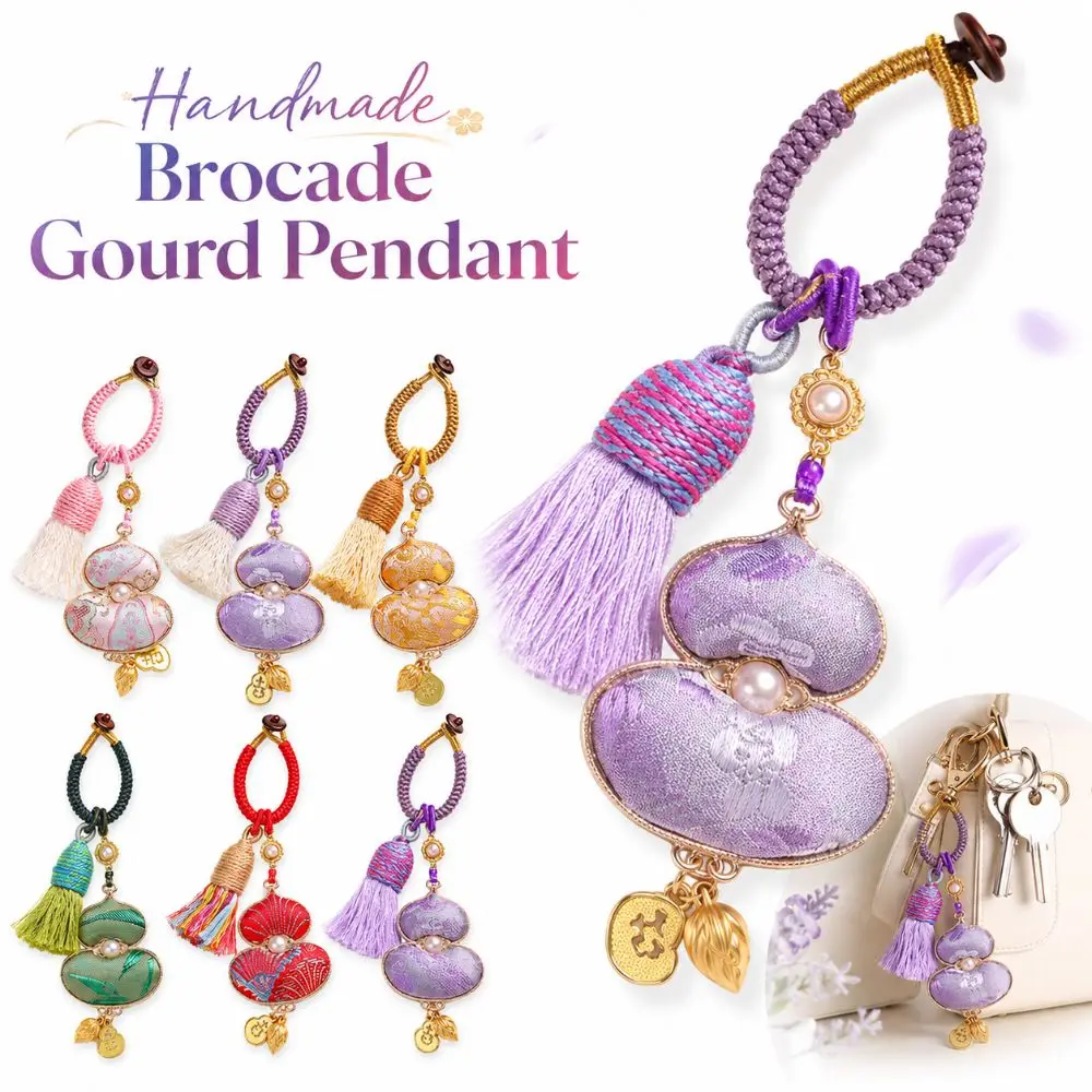Handmade Brocade Gourd Pendant Good Luck Chinese Style Tassel Gourd Keychain Lightweight Ethnic Style Traditional Bag Charms
