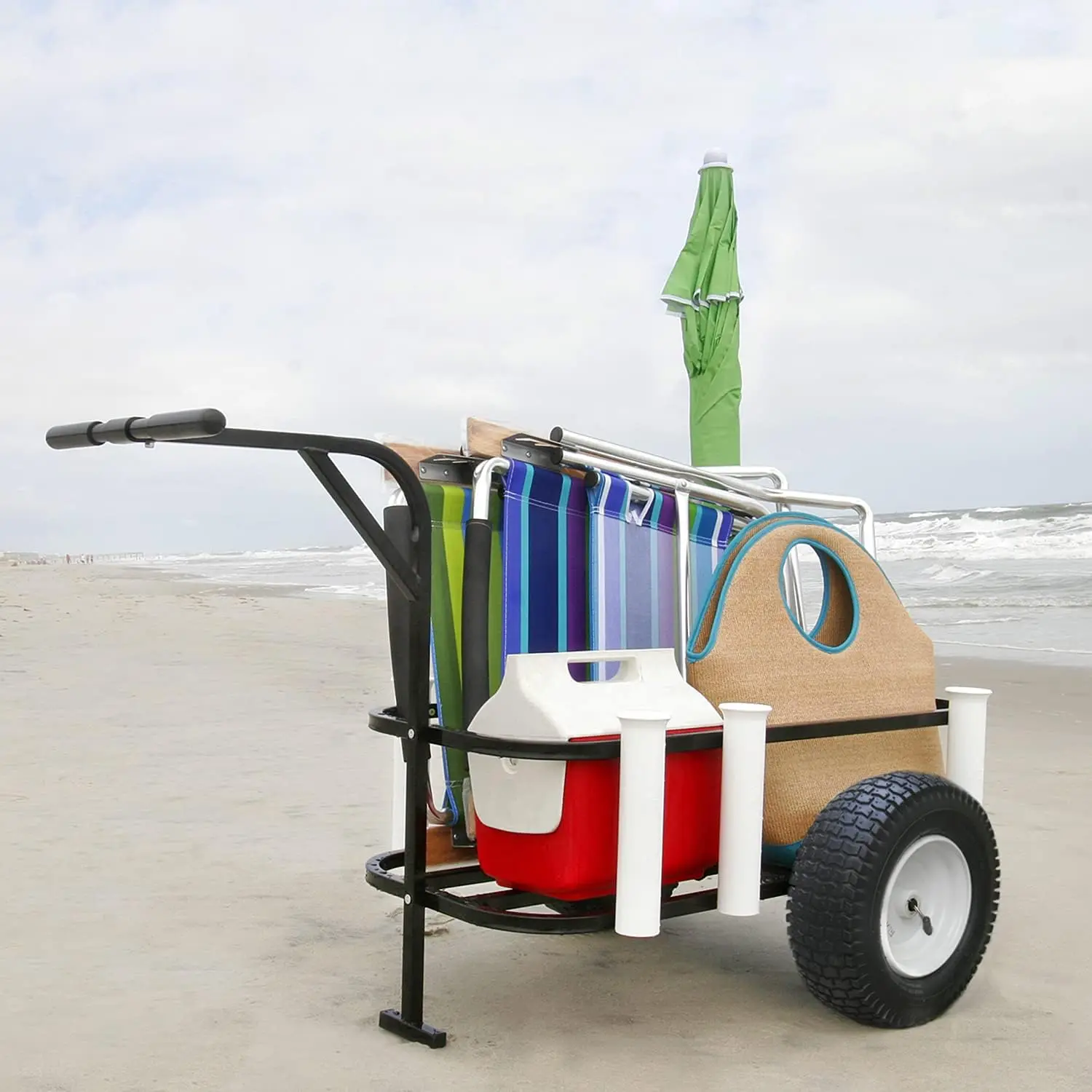 Deluxe Surf, Pier and Beach Cart – Outdoor Fishing Rolling Wheel Wagon