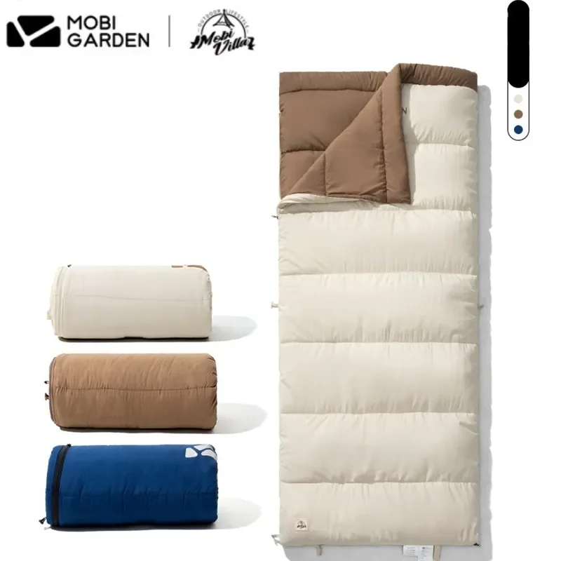 

MOBI GARDEN 0℃-20℃ New Moon Cotton Sleeping Bag 1-2 Person Splicing Keep Warm With Pillow Camping Quilt Blanket Hiking Brushed