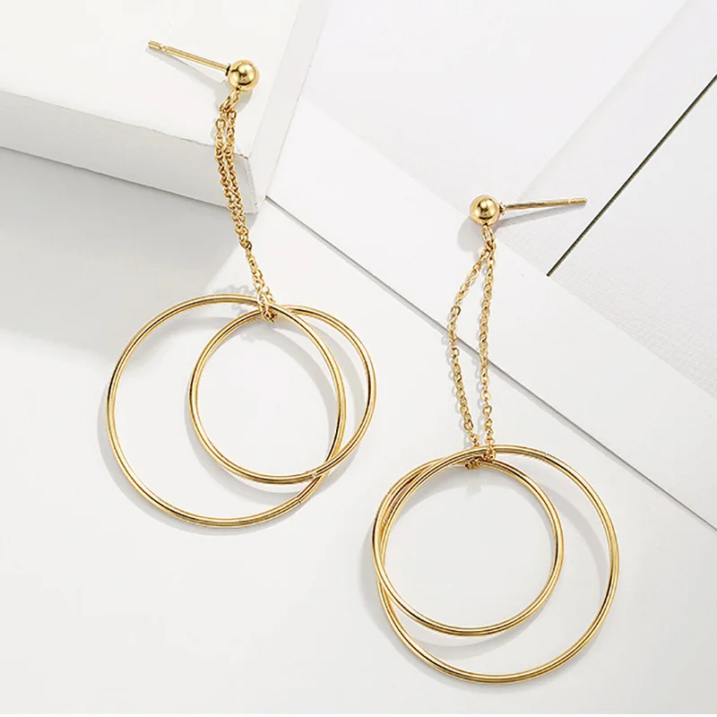 Fashion Large Circle Earrings for Women Statement Stainless Steel Geometric Earrings Hanging Earrings Fashion Jewelry Wholesale image 4