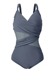 2026 New Sexy Plus Size One Piece Swimsuit Women Mesh Patchwork Bathing Suits Vintage Swimwear Summer Beach Wear Swim Suit M-4XL