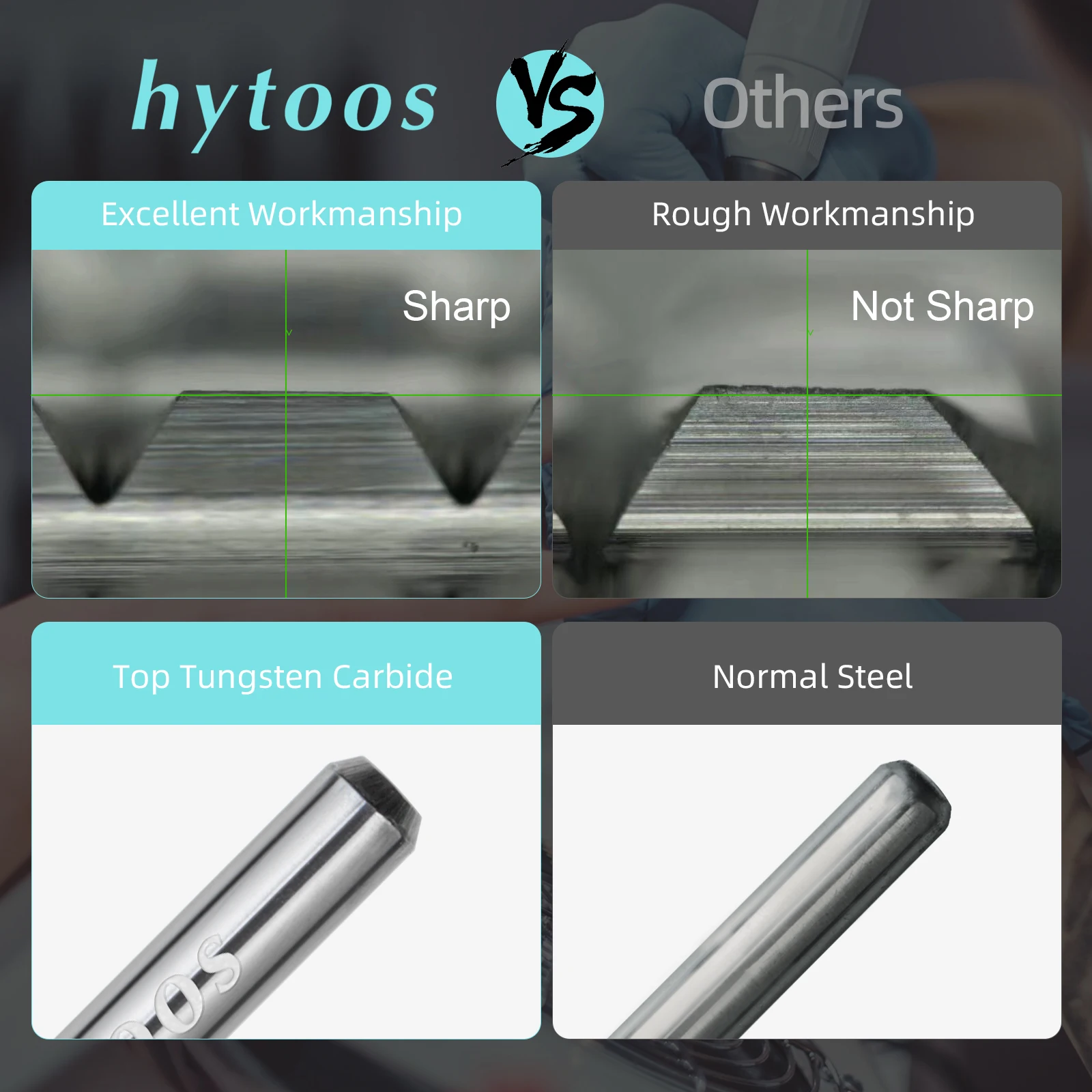 Hytoos-nano Safety Nissorsネイルドリルビット、カーバイドネイルビット、電気ファイル、アクリルジェルファイル、滑らかなトップバレル、ブルー、3/32