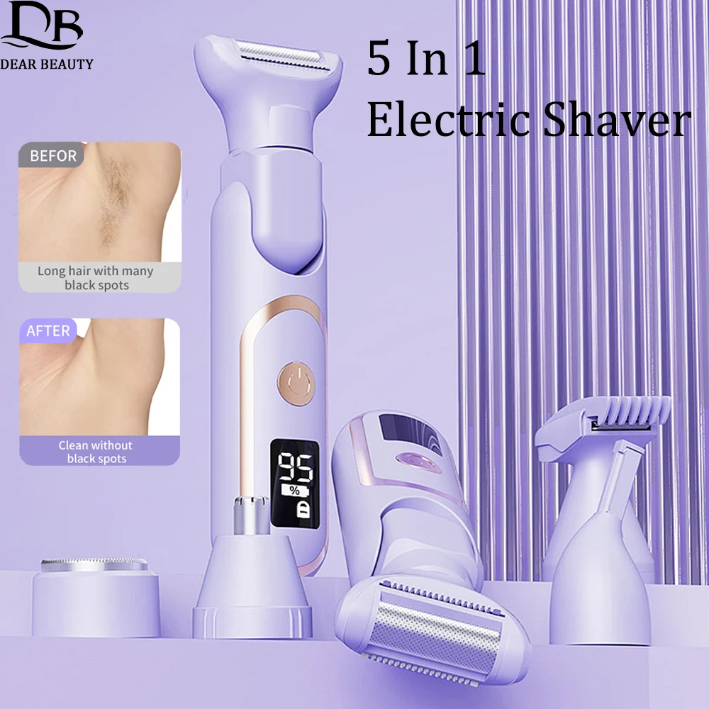 

5 в 1, женская электробритва для частной зоны, бикини, ноги, удаление волос всего тела, машина для бритья, безболезненный женский эпилятор, бритва