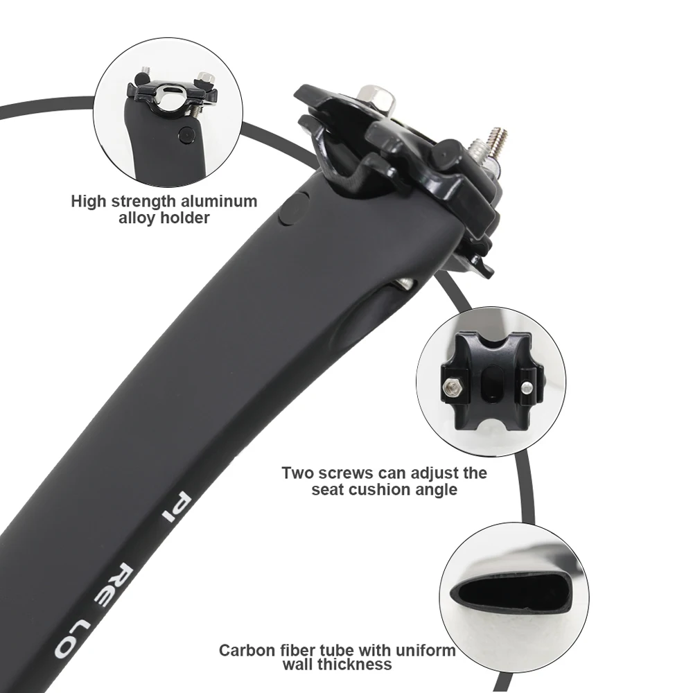 

5°/25° full carbon matte seat tube,fashionable black 350mm for D-shaped tube frames aluminum alloy accessories Bicycle Seatposts