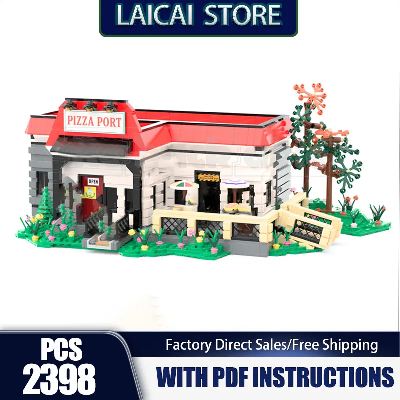 

Modular City Building Model Moc Building Bricks Pizza Port Model Technology Modular Blocks Gifts Christmas Toys Sets Assembly
