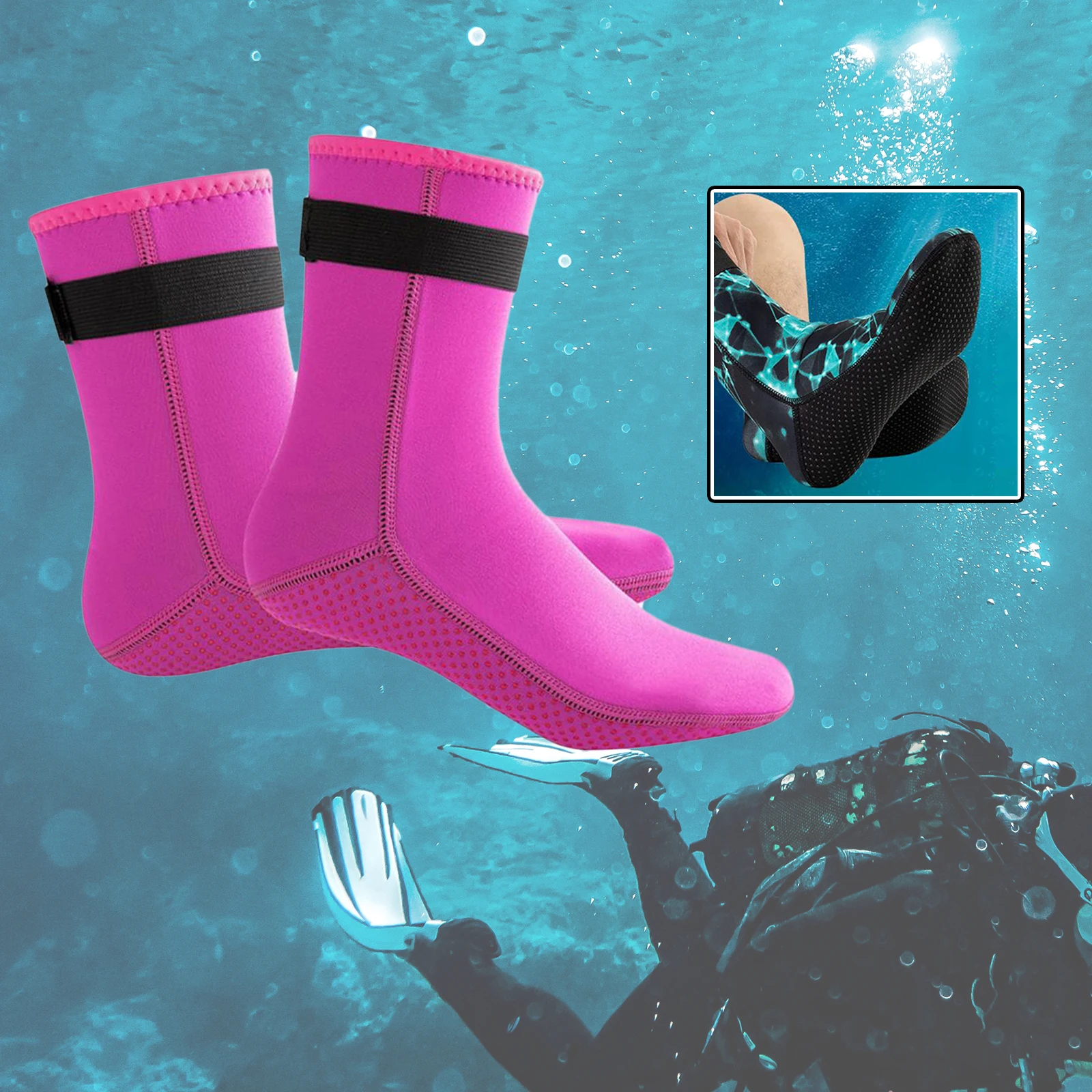 Men Women Wetsuit Socks 3mm Neoprene Thermal Diving Socks Anti-Slip Sport Socks Water Booties, for Snorkeling Surfing Kayaking